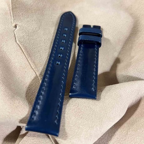 cod-243 コードバン レザー 腕時計ベルト ブルー (ラグ幅18 mm - バックル幅16 mm)
