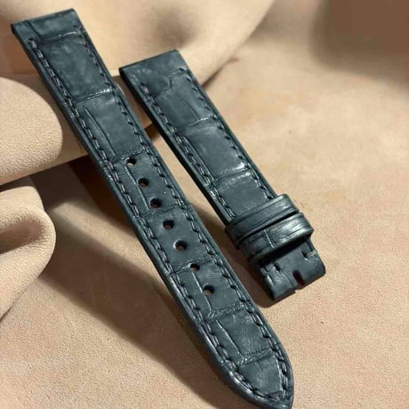 cro-2030 ヌバック クロコダイル  腕時計ベルト グレー (ラグ幅18 mm - バックル幅16 mm)