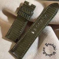 liz-327  リザード レザー 腕時計 ベルト オリーブ (ラグ幅26 mm - バックル幅22 mm)