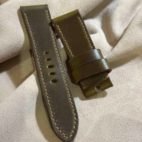 hor-230 HORWEEN クロムエクセルレザー オリーブ 腕時計ベルト (ラグ24mm - バックル幅22mm)