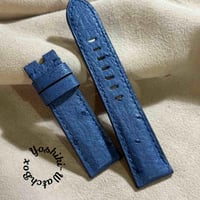 ost-414 オーストリッチレザー 腕時計ベルト ブルー (ラグ幅22mm - バックル幅20mm)