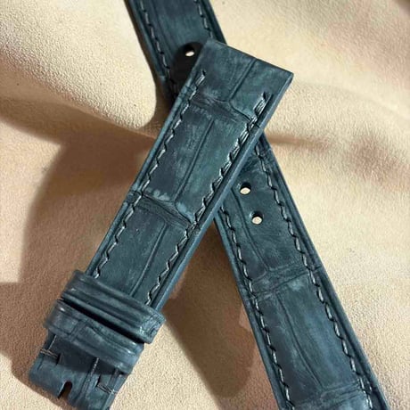cro-2037 ヌバック クロコダイル  腕時計ベルト グレー (ラグ幅19 mm - バックル幅16 mm)