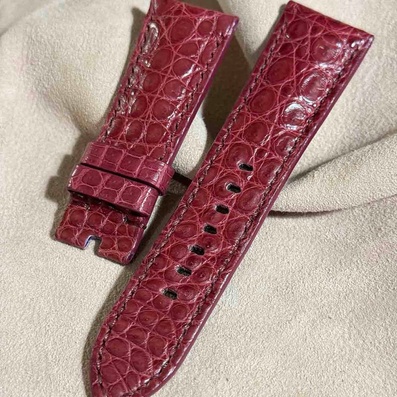 cro-1550 クロコダイル レザー 腕時計 ベルト レッドプルーン (ラグ幅