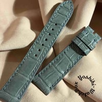 cro-1886 クロコダイル 腕時計 ベルト ネイビー (ラグ幅20 mm - バック