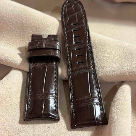 cro-1996  クロコダイル  腕時計 ベルト ダークブラウン (ラグ幅24 mm - バックル幅22 mm)