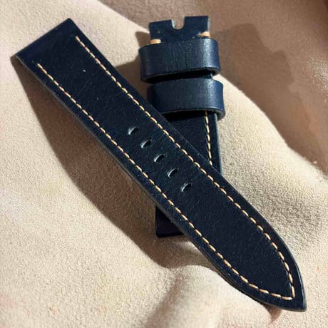 hor-253 HORWEEN ダービー / コバルトブルー 腕時計ベルト (ラグ22mm - バックル幅20mm)