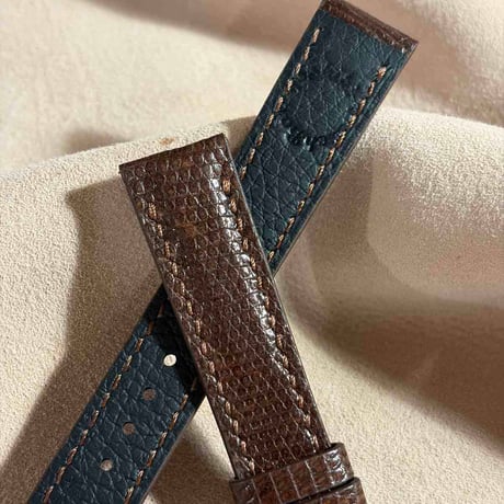 liz-379  B級品　リザード レザー 腕時計 ベルト ブラウン (ラグ幅18 mm - バックル幅16 mm)