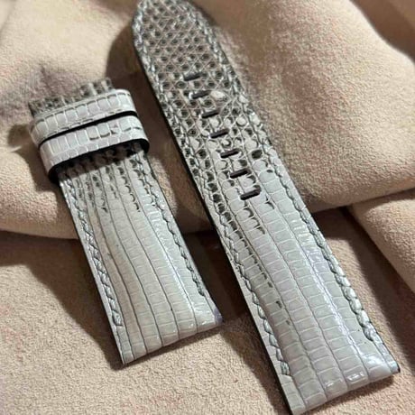 liz-303  リザード レザー 腕時計 ベルト ホワイト (ラグ幅24 mm - バックル幅22 mm)