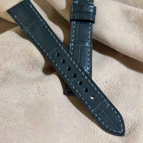 cro-1941  クロコダイル   腕時計 ベルト  ダークグレー  (ラグ幅19 mm - バックル幅16 mm)
