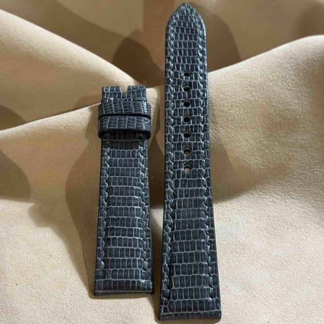 liz-339  リザード レザー 腕時計 ベルト グレー (ラグ幅19 mm - バックル幅16 mm)