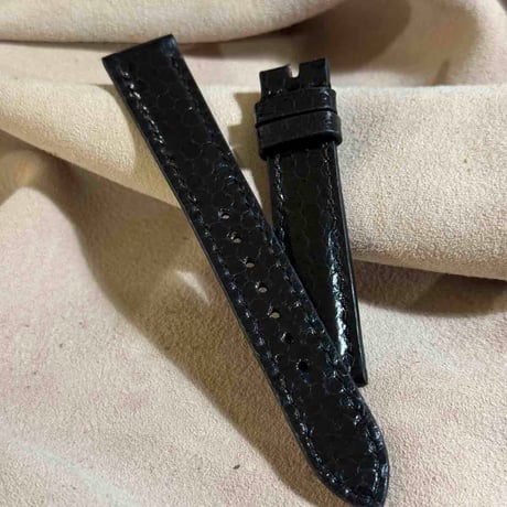 sna-154 シースネイク（ウミヘビ）腕時計ベルト ブラック (ラグ幅18mm - バックル幅16 mm)