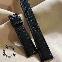 liz-338  リザード レザー 腕時計 ベルト ブラック (ラグ幅19 mm - バックル幅16 mm)