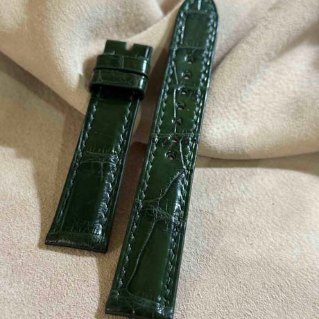 cro-1914  クロコダイル   腕時計 ベルト グリーン  (ラグ幅18 mm - バックル幅16 mm)