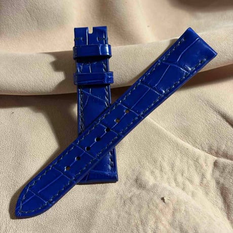 cro-1991  クロコダイル  腕時計 ベルト コバルトブルー  (ラグ幅19 mm - バックル幅 16 mm)