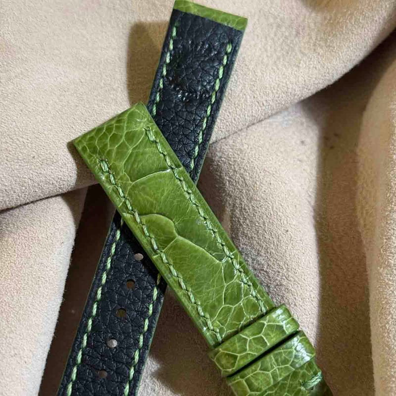 ost-442 オーストリッチレザー 腕時計ベルト グリーン (ラグ幅