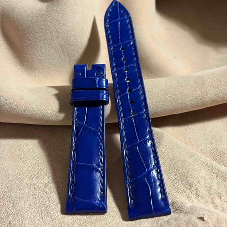 cro-1991  クロコダイル  腕時計 ベルト コバルトブルー  (ラグ幅19 mm - バックル幅 16 mm)