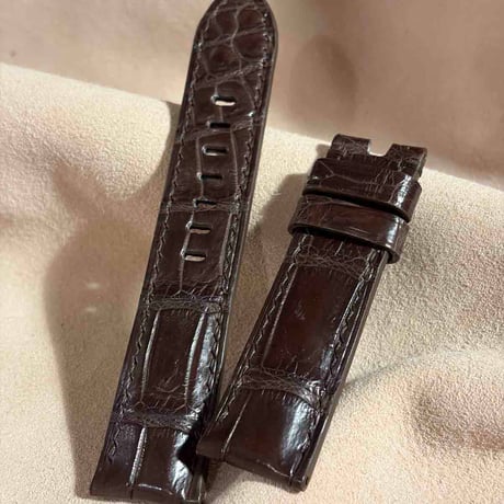cro-2011  クロコダイル  腕時計ベルト ダークブラウン (ラグ幅22 mm - バックル幅20 mm)