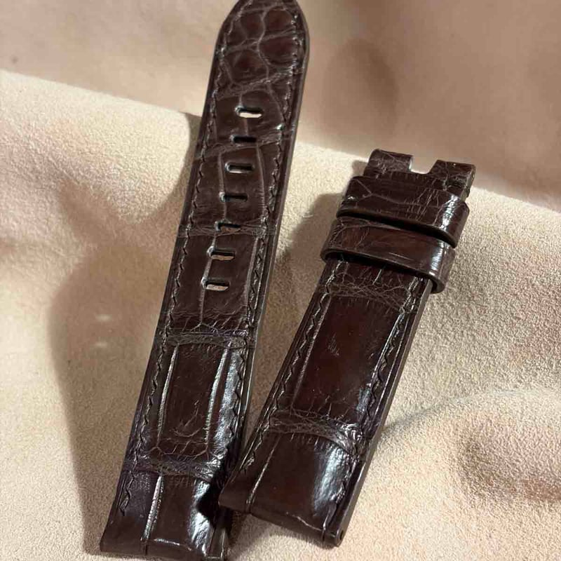cro-2011 クロコダイル 腕時計ベルト ダークブラウン (ラグ幅22 mm