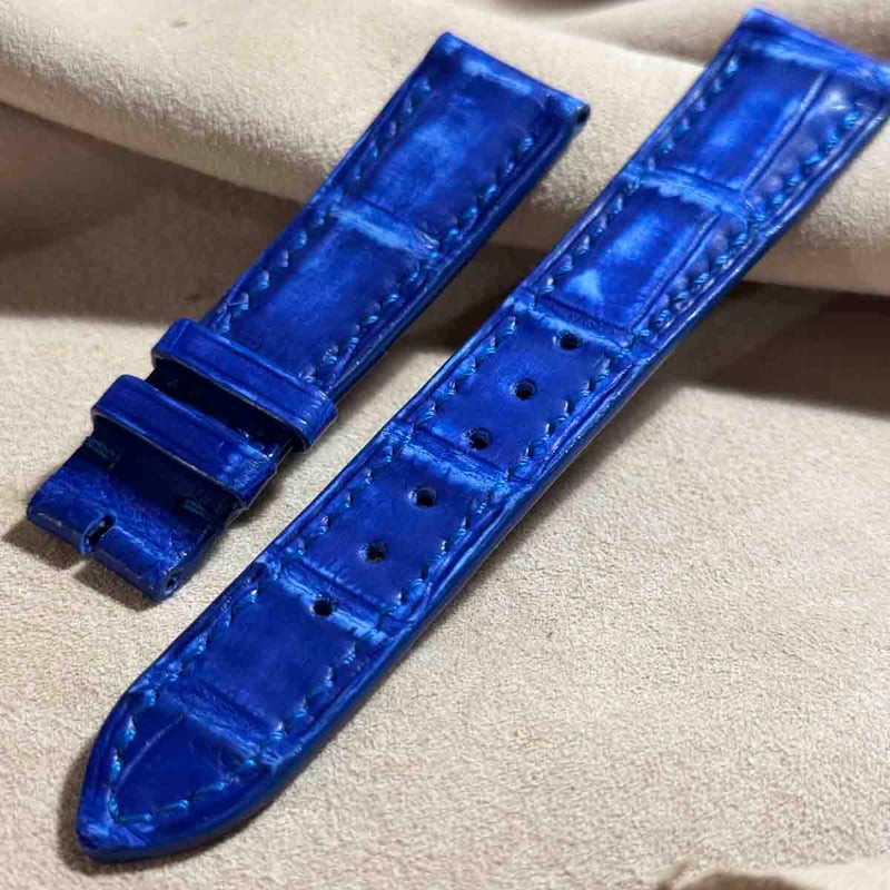 cro-1703 クロコダイル レザー 腕時計 ベルト ヌバックコバルト cro-1703 クロコダイル レザー 腕時計 ベルト ヌバックコバルト
