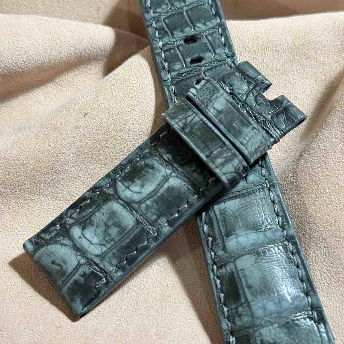 cro-1570 クロコダイル レザー 腕時計 ベルト ヌバック グレー