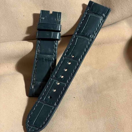 cro-2009  クロコダイル  腕時計ベルト ブルーグレー (ラグ幅20 mm - バックル幅18 mm)