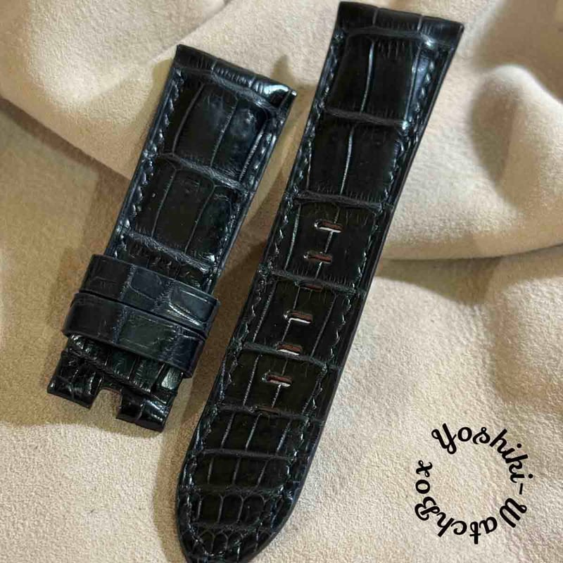 cro-1912 クロコダイル 腕時計 ベルト ブラック (ラグ幅26 mm