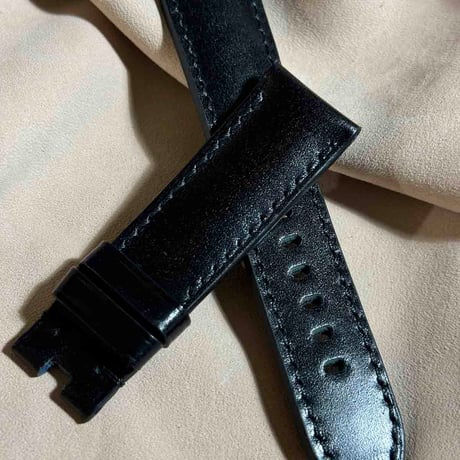cod-294 コードバン レザー 腕時計ベルト ブラック (ラグ幅22 mm - バックル幅20 mm)
