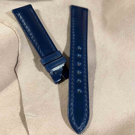 cod-243 コードバン レザー 腕時計ベルト ブルー (ラグ幅18 mm - バックル幅16 mm)