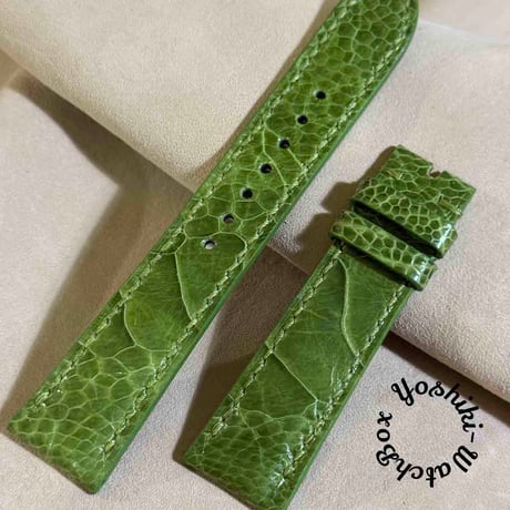 ost-436 オーストリッチ 腕時計ベルト グリーン ラグ幅19mm ost-431 オーストリッチレザー 腕時計ベルト モスグリーン (ラグ