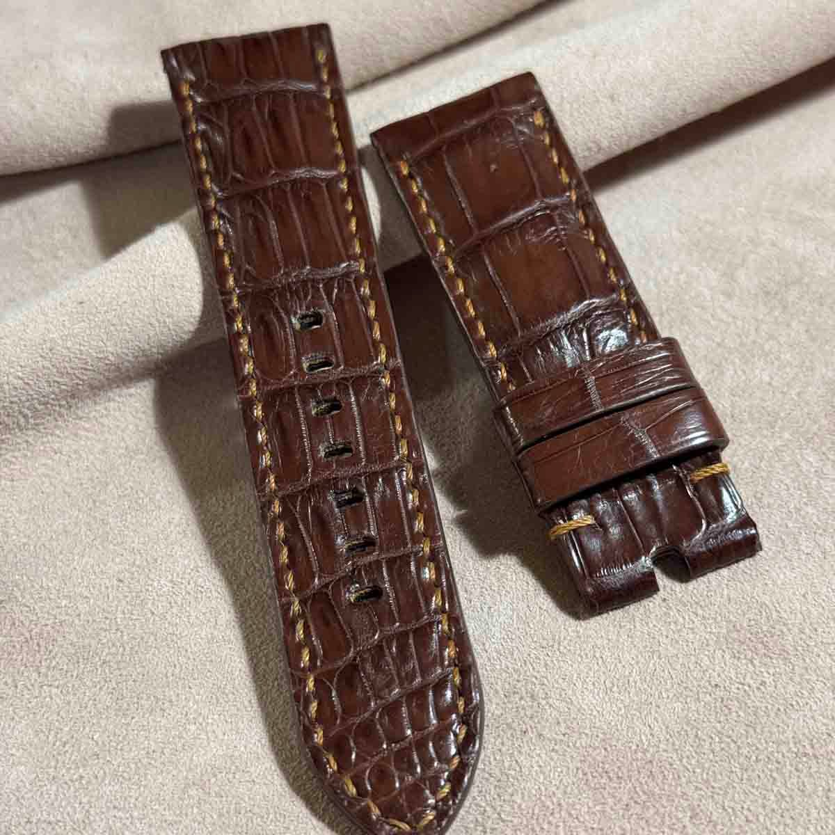 cro-1817 クロコダイル 腕時計ベルト ライトブラウン ラグ幅21mm cro-1816 クロコダイル レザー 腕時計 ベルト ブラウン (ラグ幅24 mm -