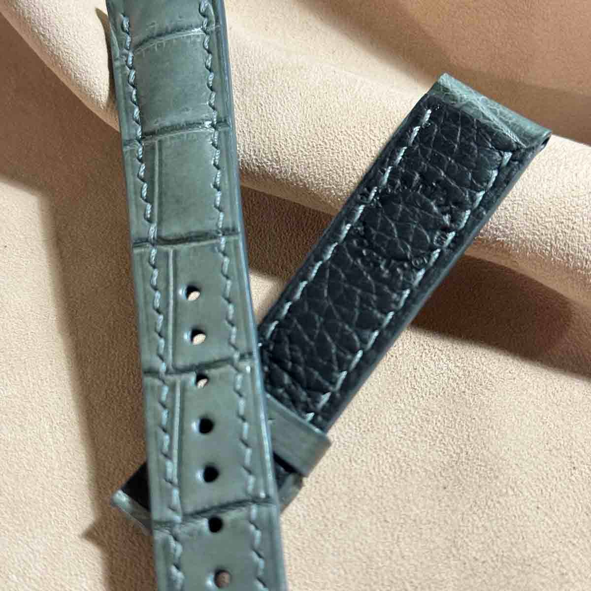 cro-1430 クロコダイル レザー 腕時計 ベルト グレー (ラグ幅18 mm 