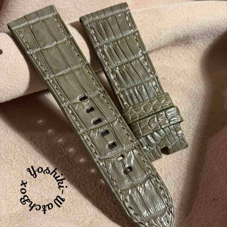 cro-2096 クロコダイル 腕時計ベルト オリーブ (ラグ幅24 mm