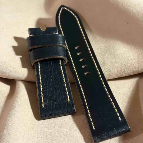 hor-243 HORWEEN クロムエクセルレザー / ブラック 腕時計ベルト (ラグ24mm - バックル幅22mm)