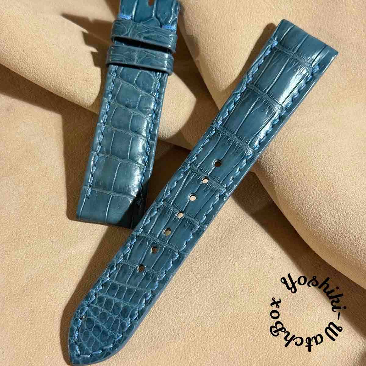 cro-1765 クロコダイル 腕時計ベルトグレー ラグ幅21mm cro-1525 クロコダイル レザー 腕時計 ベルト ブルーグレー (ラグ幅20