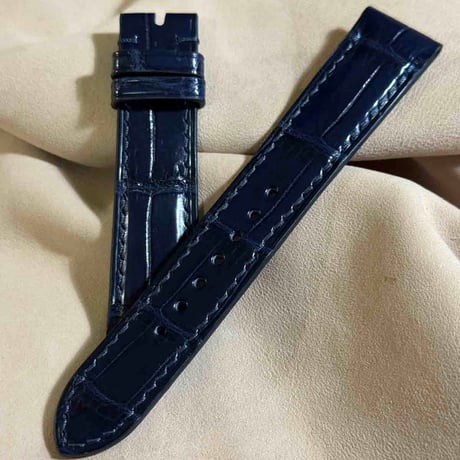 cro-1886  クロコダイル  腕時計 ベルト ネイビー  (ラグ幅20 mm - バックル幅18 mm)