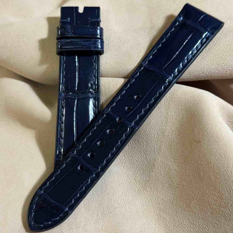 cro-1886 クロコダイル 腕時計 ベルト ネイビー (ラグ幅20 mm - バック