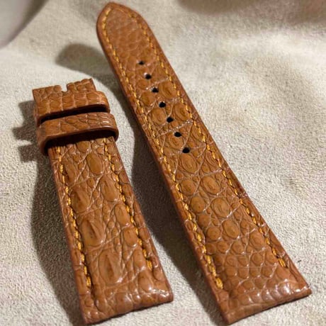 cro-1818  クロコダイル  レザー 腕時計 ベルト ライトブラウン  (ラグ幅21 mm - バックル幅18 mm)