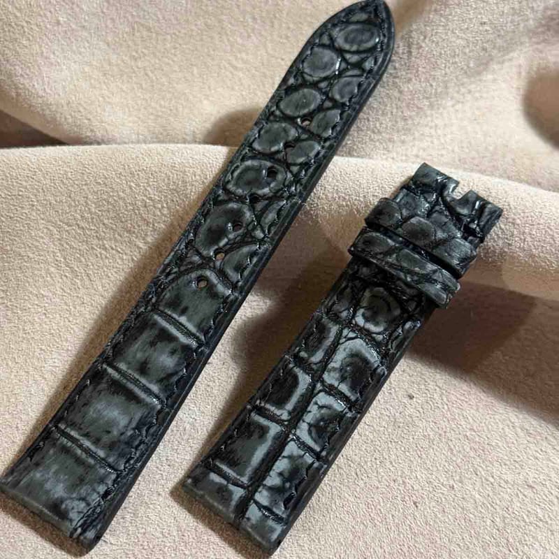 cro-1660 クロコダイル 腕時計ベルト ブラック ラグ幅18 mm cro-1660 クロコダイル 腕時計ベルト ブラック ラグ幅18 mm
