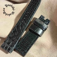 exh-65 墨染めクロコダイル 腕時計ベルト  (ラグ幅22mm - バックル幅20mm)