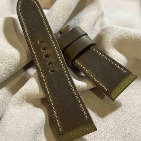 hor-230 HORWEEN クロムエクセルレザー オリーブ 腕時計ベルト (ラグ24mm - バックル幅22mm)
