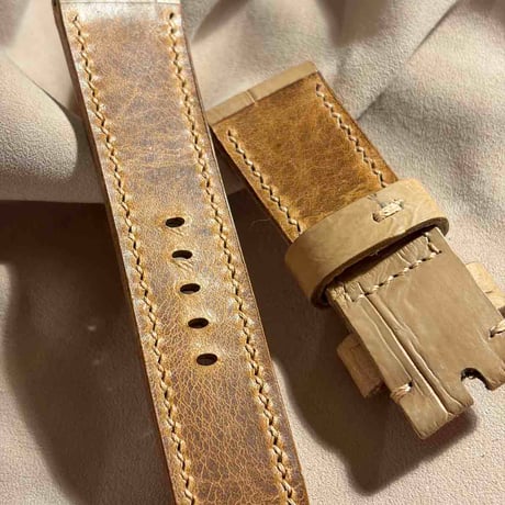 exh-53 タンニンなめし クロコダイル 腕時計ベルト  (ラグ幅24mm - バックル幅22mm)