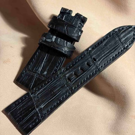 exh-51 ブライドルブラック クロコダイル 腕時計ベルト  (ラグ幅26mm - バックル幅22mm)