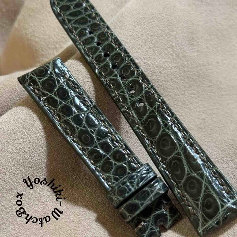 cro-1847 クロコダイルグロス仕上げ 腕時計ベルト グリーン ラグ幅22 CATEGORY クロコダイル 22mm | Yoshiki - WatchBox