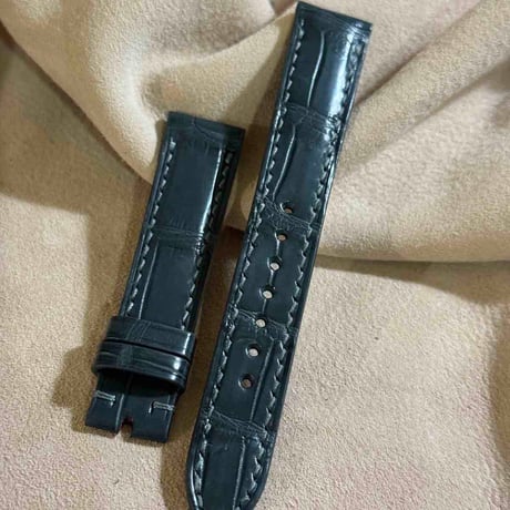 cro-1913  クロコダイル   腕時計 ベルト ダークグレー  (ラグ幅18 mm - バックル幅16 mm)