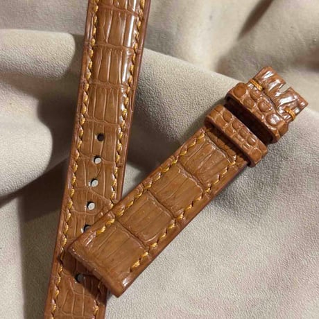 cro-1832  クロコダイル  レザー 腕時計 ベルト ライトブラウン  (ラグ幅18 mm - バックル幅16 mm)