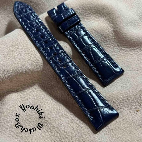cro-1658 クロコダイル 腕時計ベルト ブルーグレー ラグ幅18 mm
