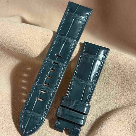 cro-2012  クロコダイル  腕時計ベルト ブルーグレー (ラグ幅22 mm - バックル幅20 mm)