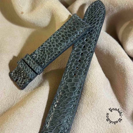 ost-436 オーストリッチ 腕時計ベルト グリーン ラグ幅19mm ost-431 オーストリッチレザー 腕時計ベルト モスグリーン (ラグ