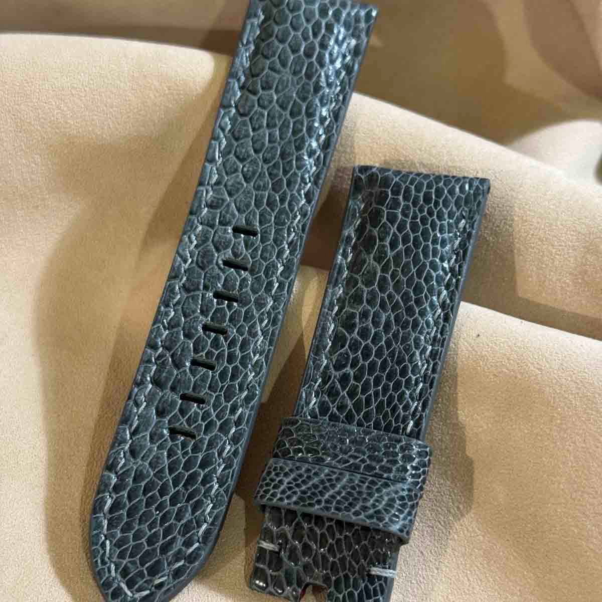 ost-422 オーストリッチレザー 腕時計ベルト グレー (ラグ幅24mm