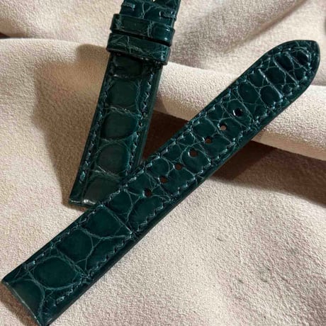 cro-1840  クロコダイル  レザー 腕時計 ベルト グリーン  (ラグ幅20 mm - バックル幅18 mm)